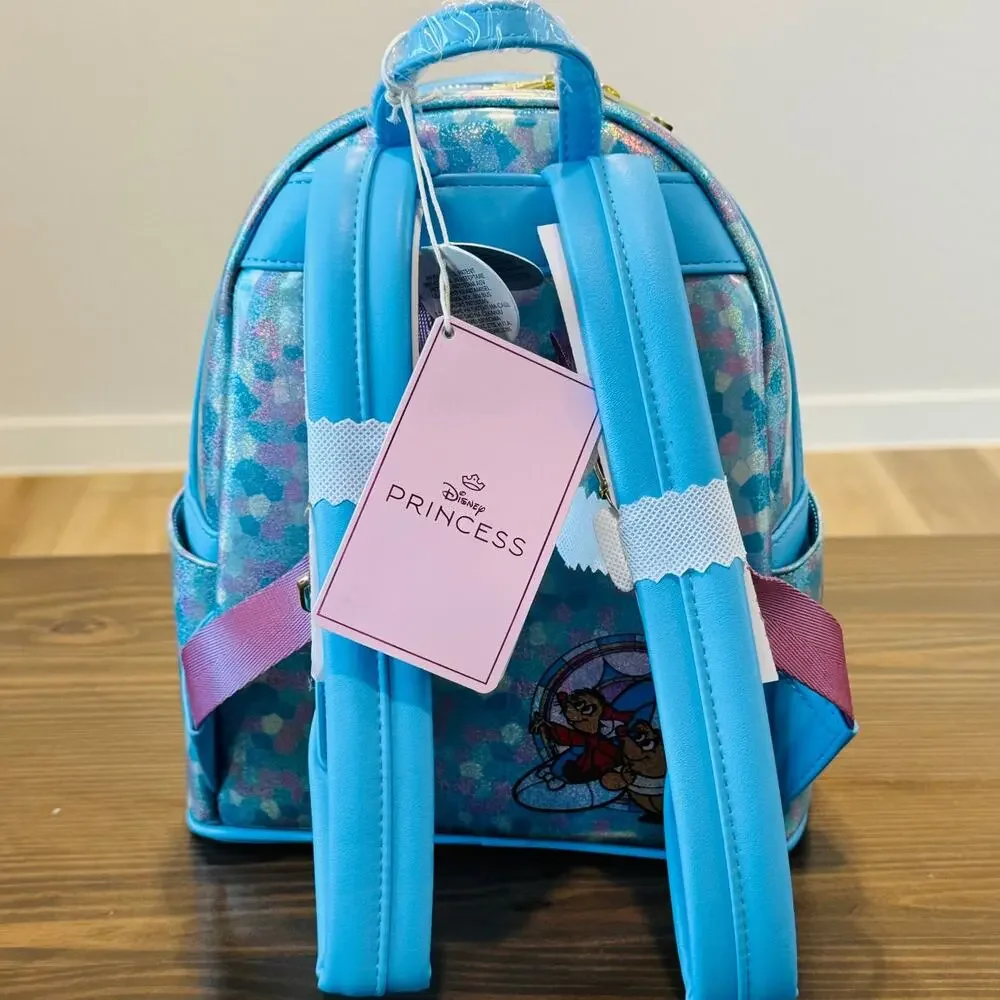 Loungefly Disney Princess Cinderella Stained Glass Mini Backpack & Ears Set NWT